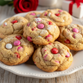 Valentine M&M Cookies with festive candies