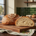 Artisan sourdough bread loaf with crispy crust