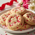 Valentine Funfetti Cookies with pink and red sprinkles